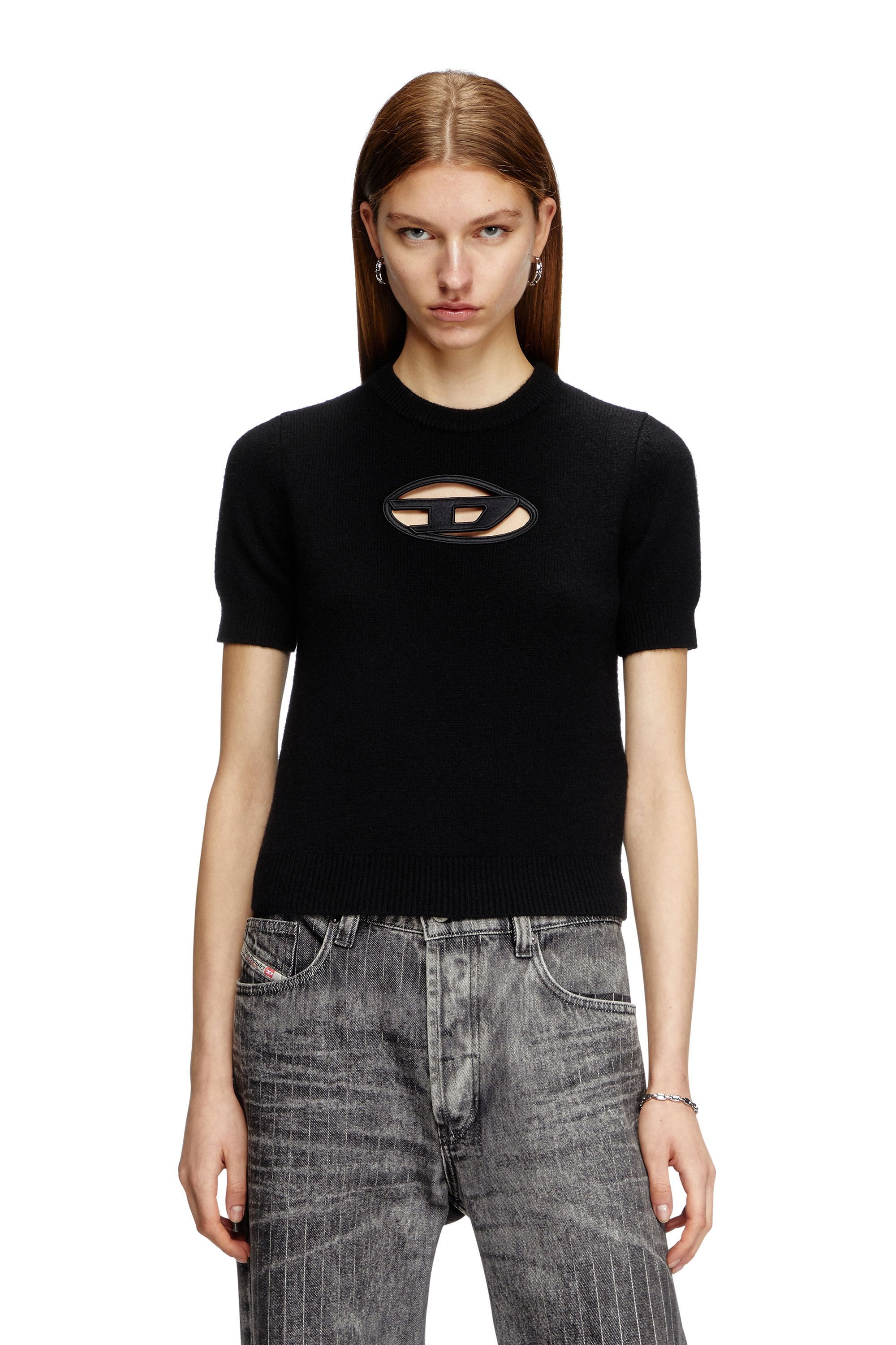Women's Short-sleeve jumper in cashmere blend Black