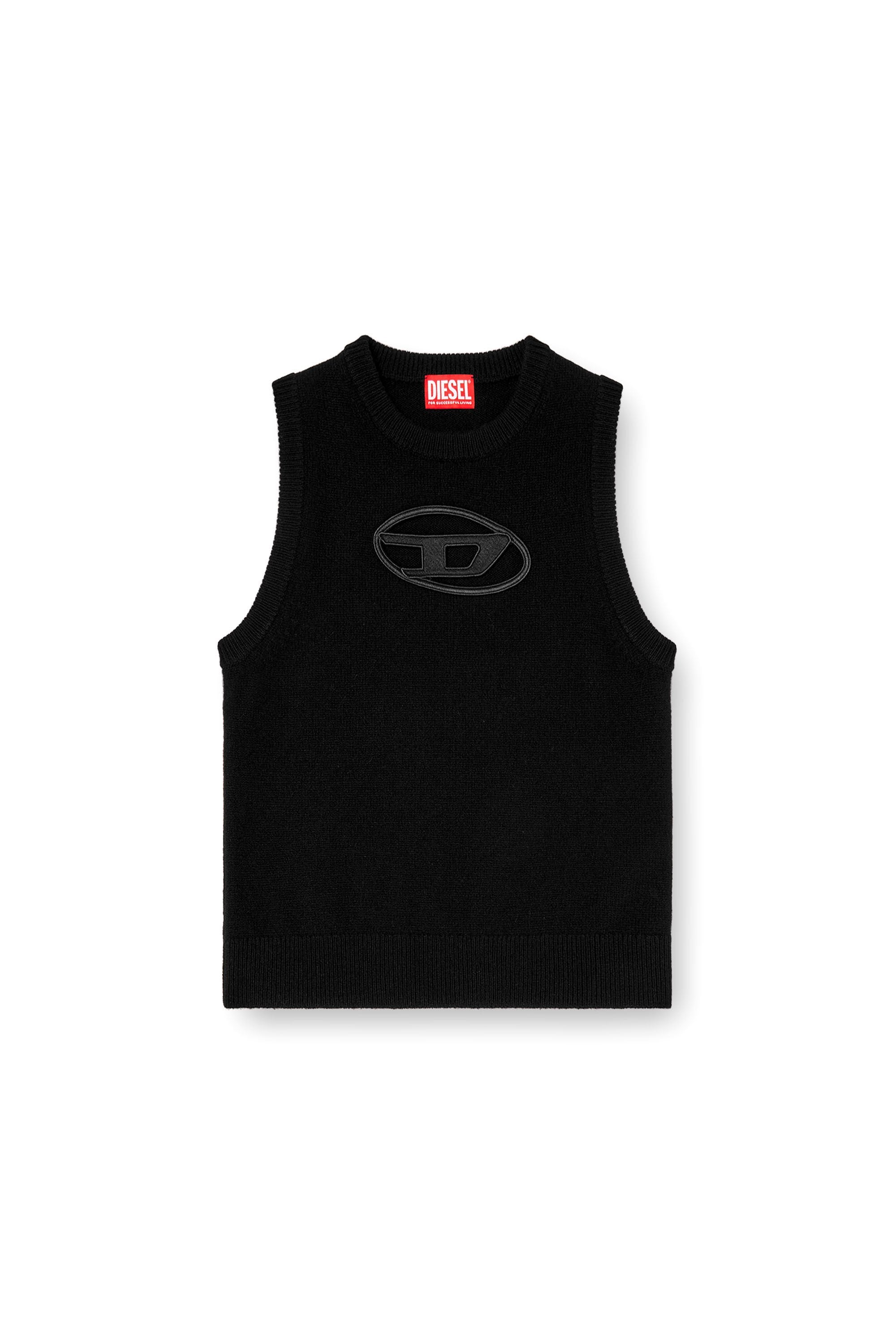 Women's Knit tank top in cashmere blend Black