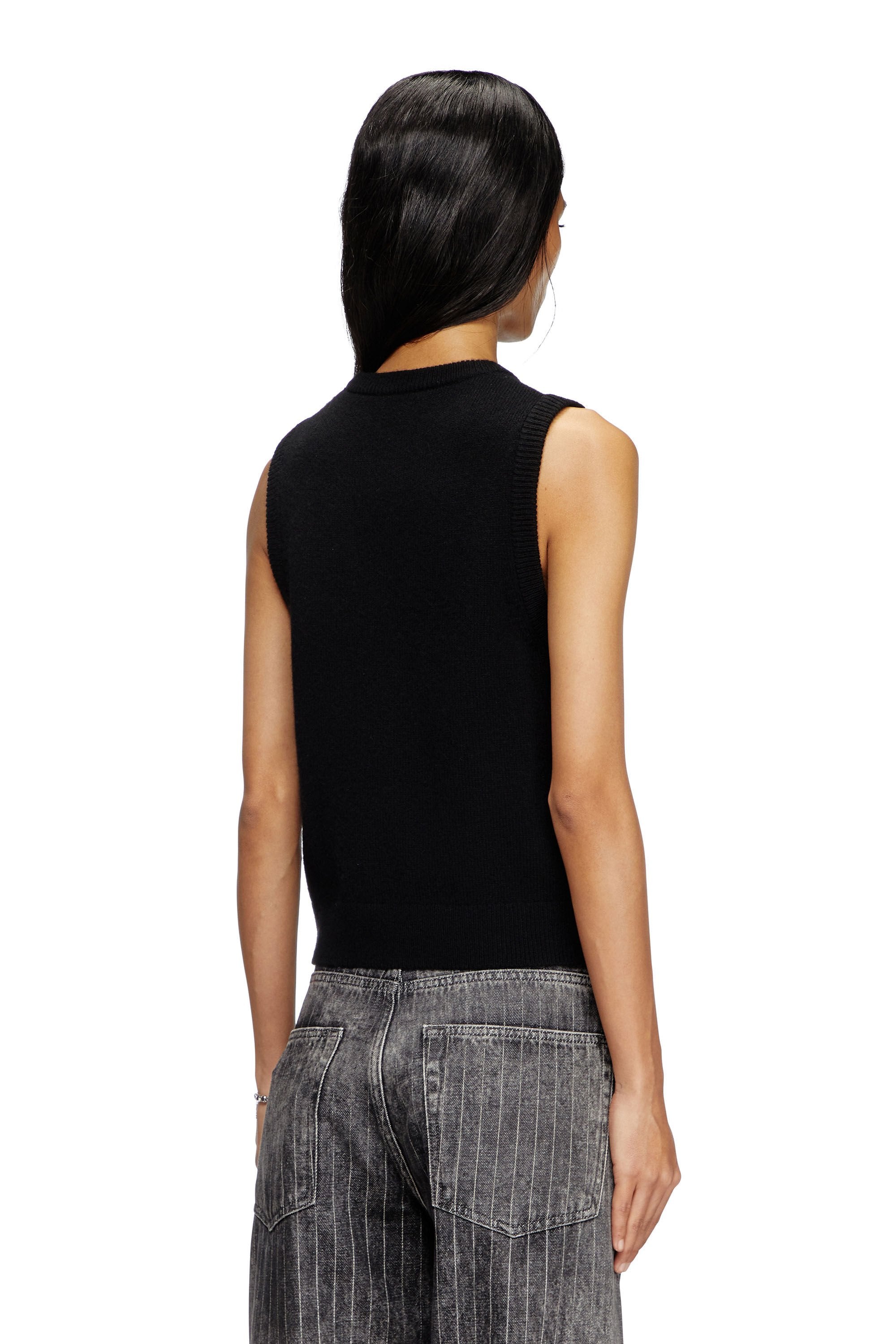 Women's Knit tank top in cashmere blend Black