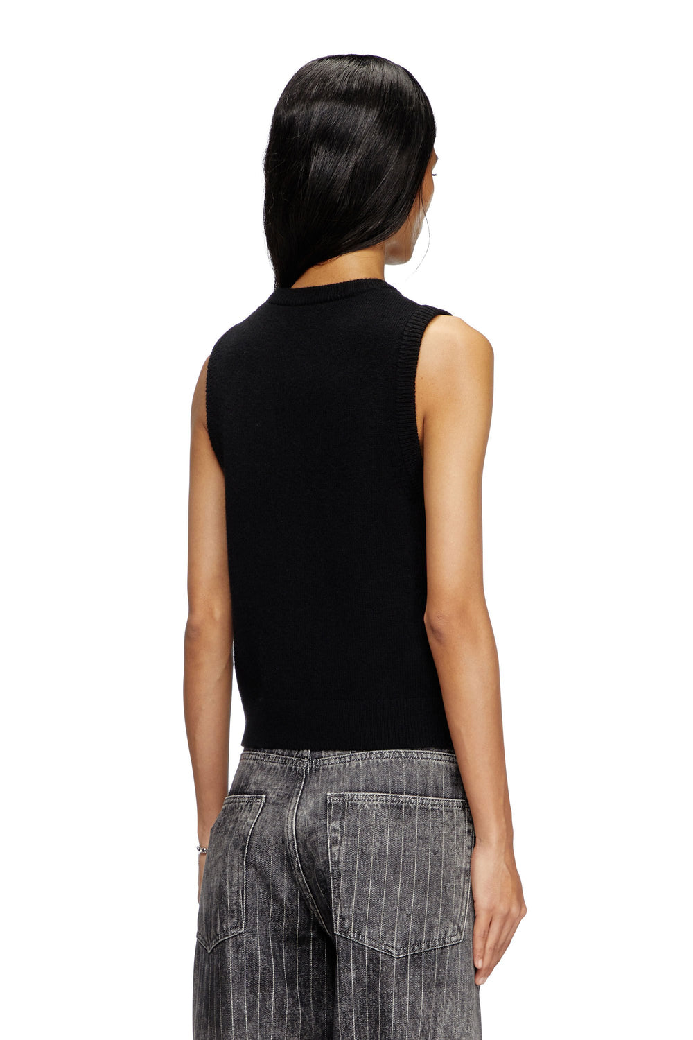 Women's Knit tank top in cashmere blend Black
