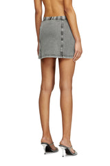 Women's Denim-effect mini skirt in stretch jersey Grey