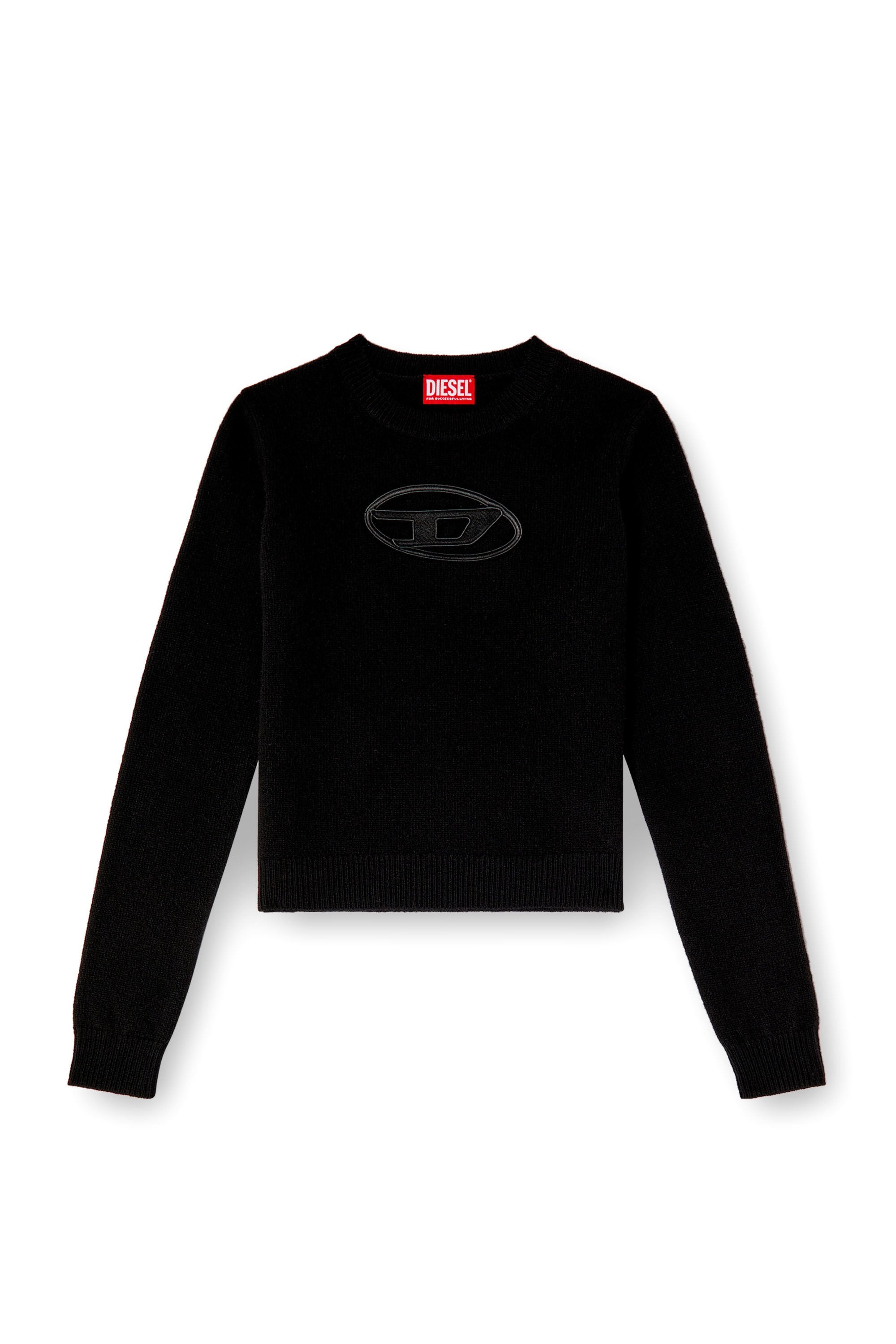 Women's Cashmere-blend jumper with cut-out logo Black
