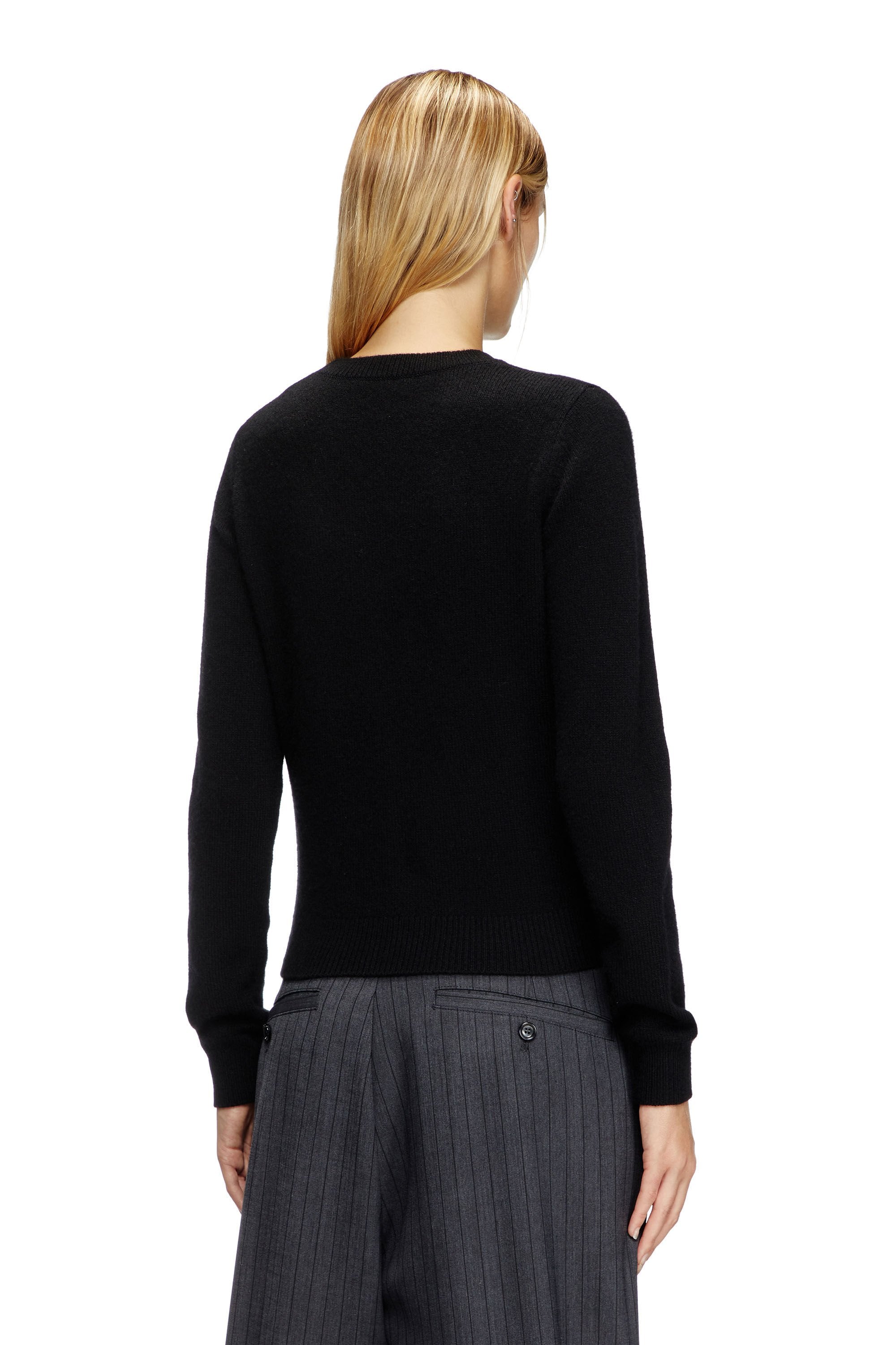 Women's Cashmere-blend jumper with cut-out logo Black