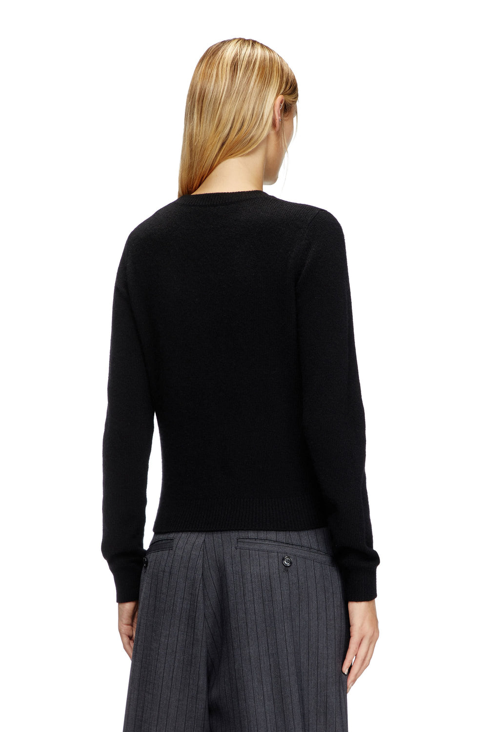 Women's Cashmere-blend jumper with cut-out logo Black