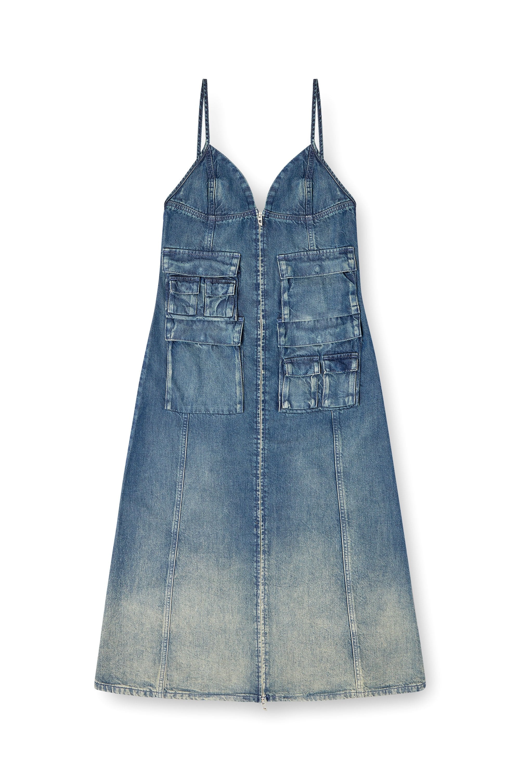 Women's Dress in fluid laser-worn denim Blue