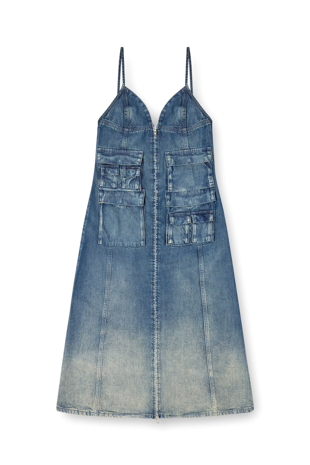 Women's Dress in fluid laser-worn denim Blue