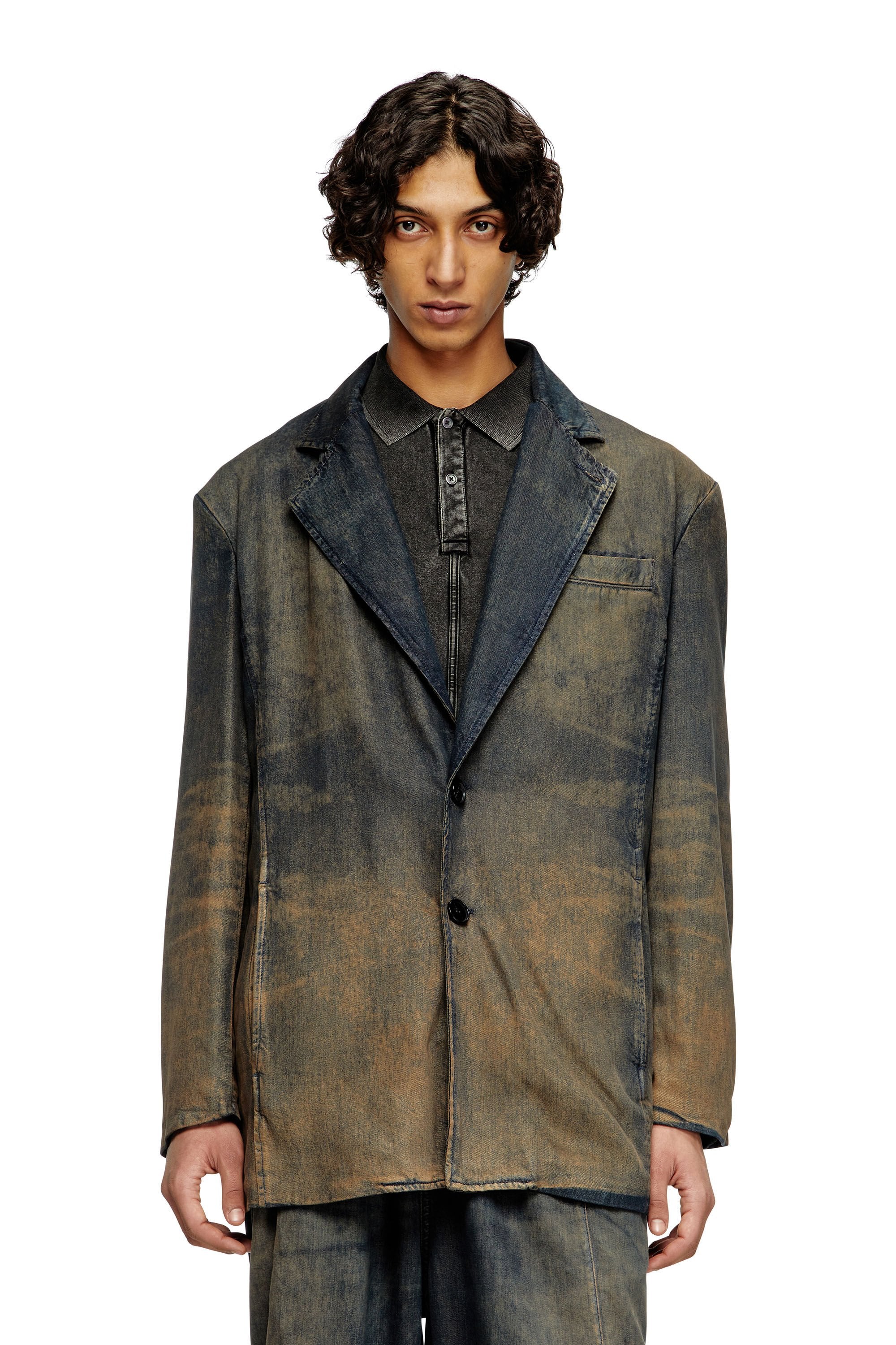 Women's Blazer in fluid shaded denim Blue