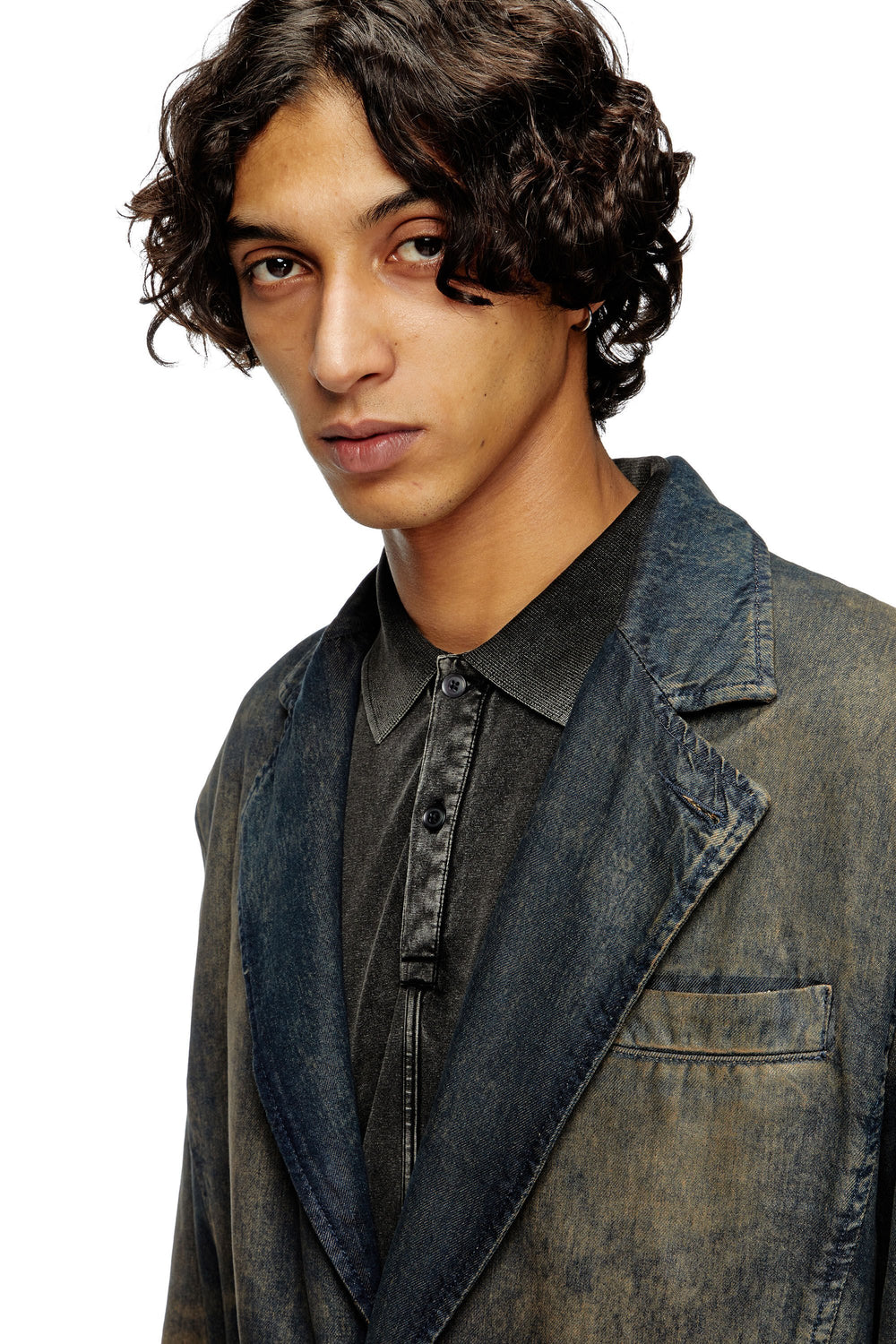 Women's Blazer in fluid shaded denim Blue