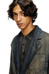 Women's Blazer in fluid shaded denim Blue