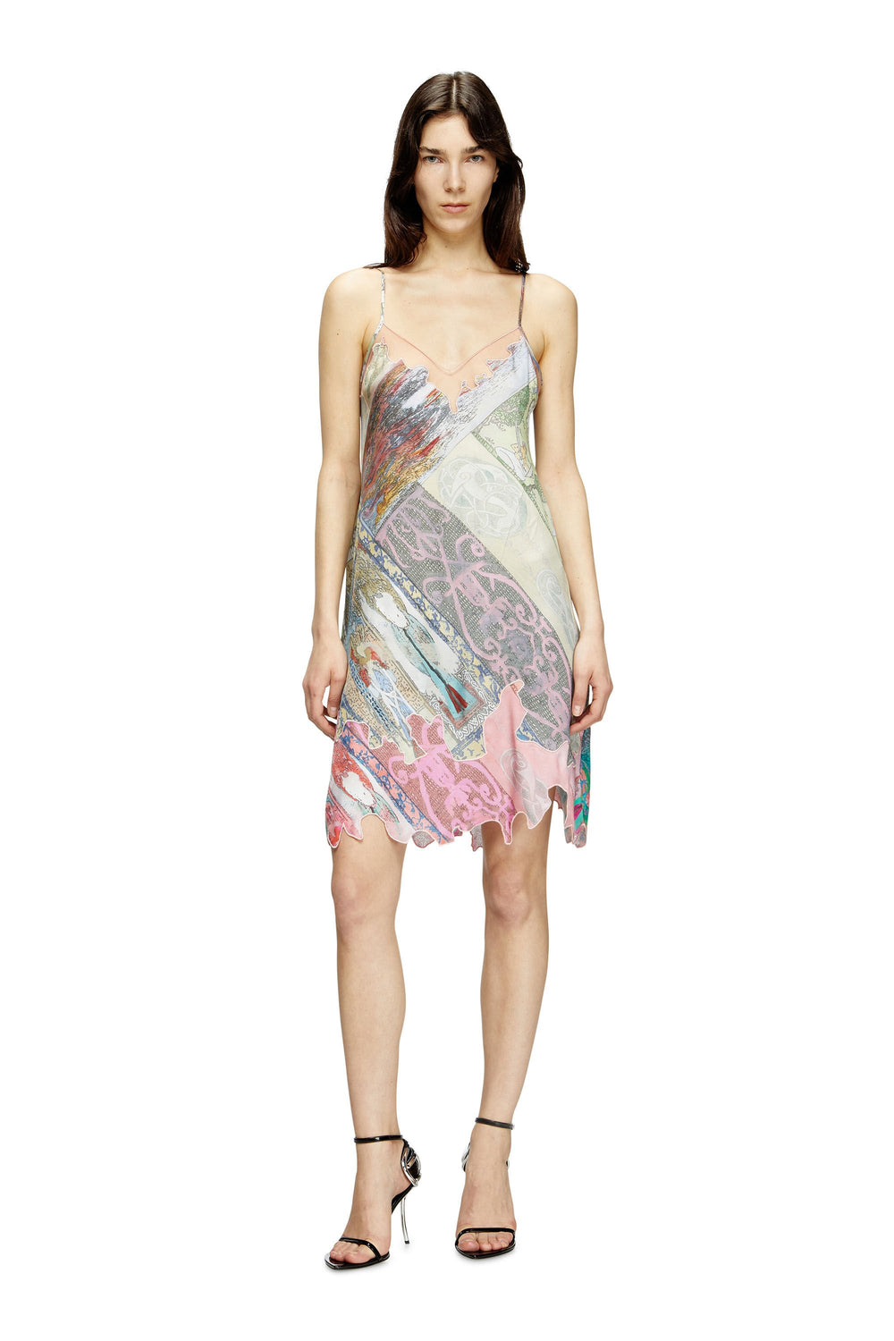 Women's Viscose slip dress with Heraldic print Multicolor