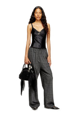Women's Wool pants with welt pockets Black