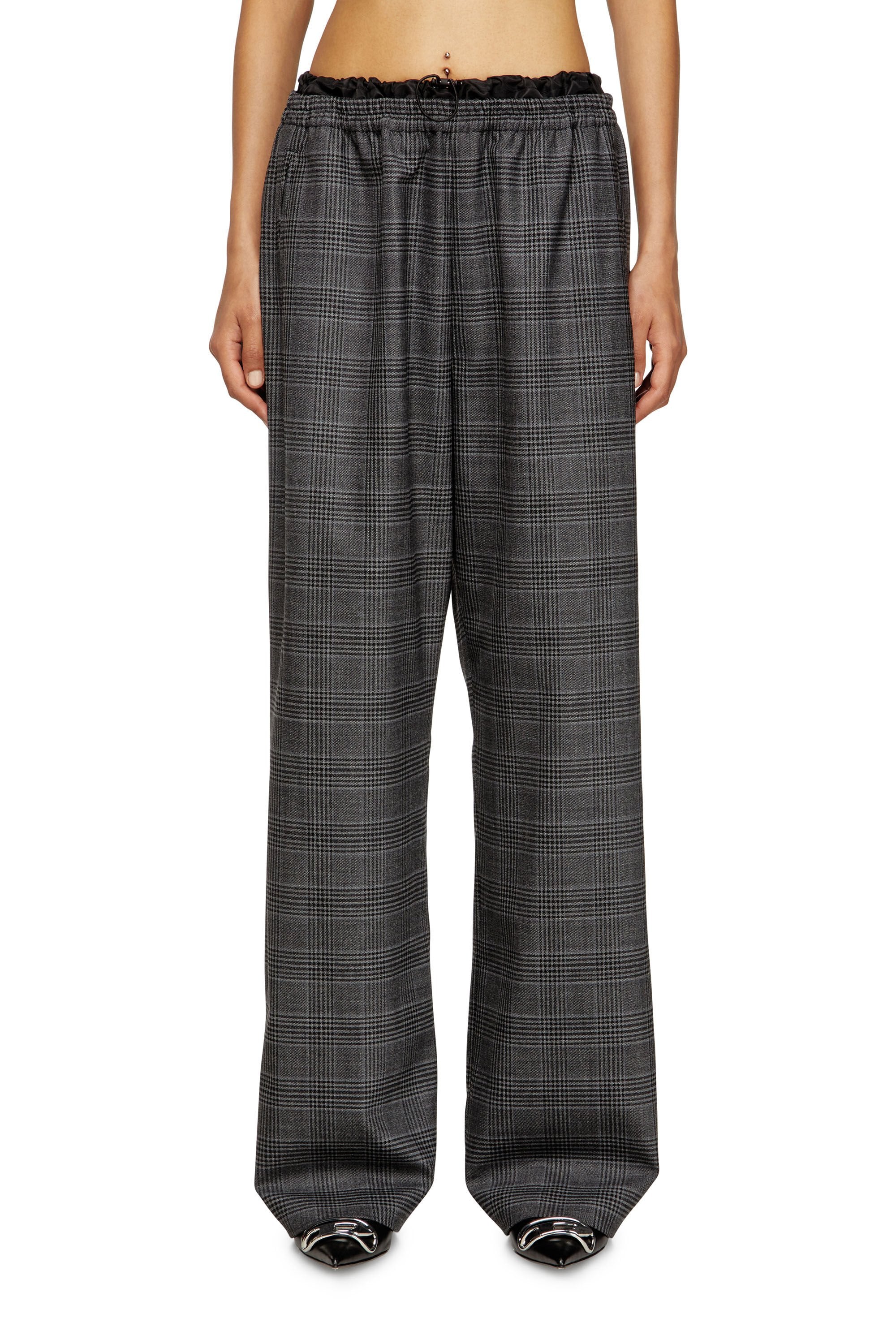 Women's Wool pants with welt pockets Black