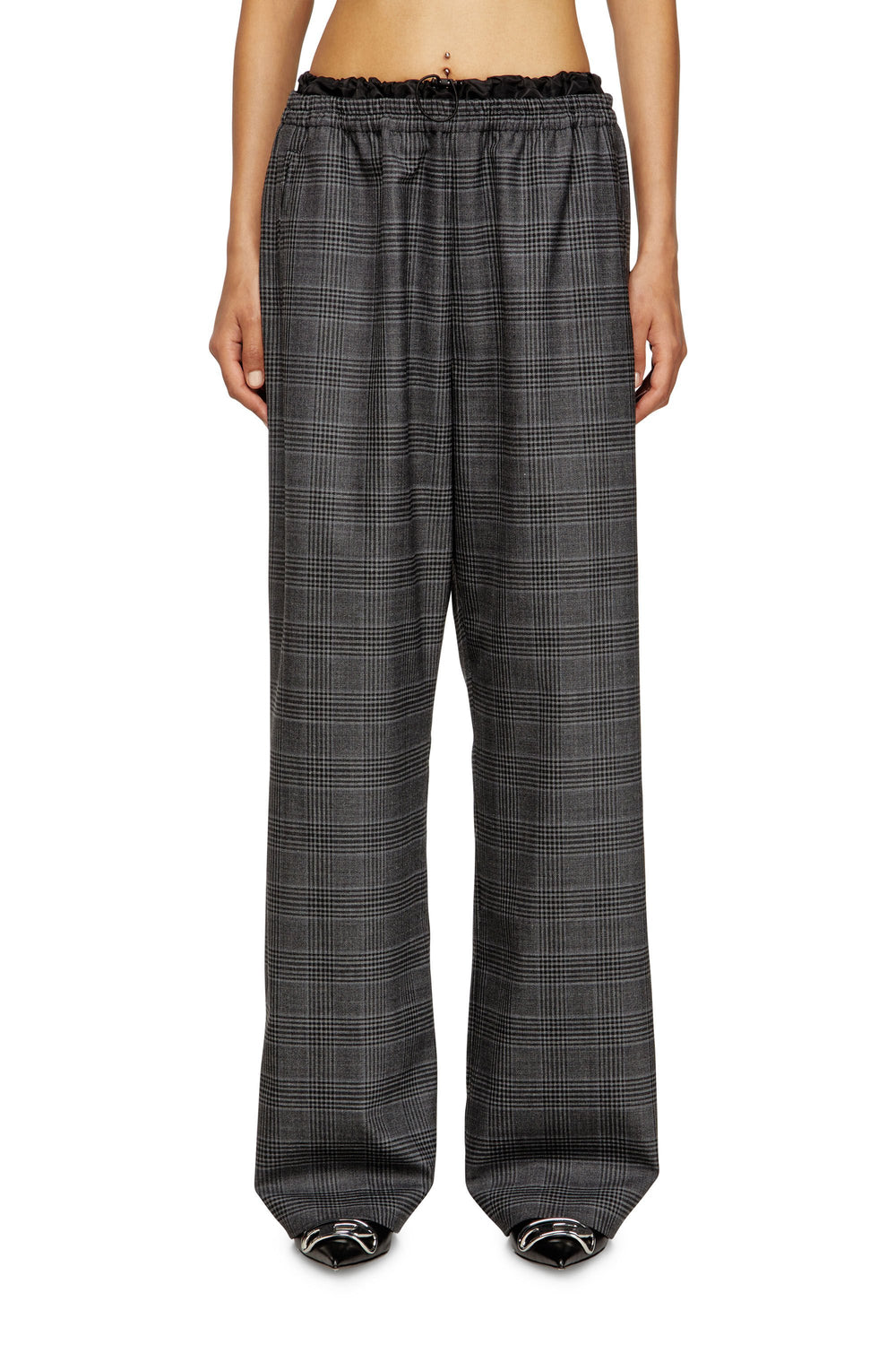 Women's Wool pants with welt pockets Black