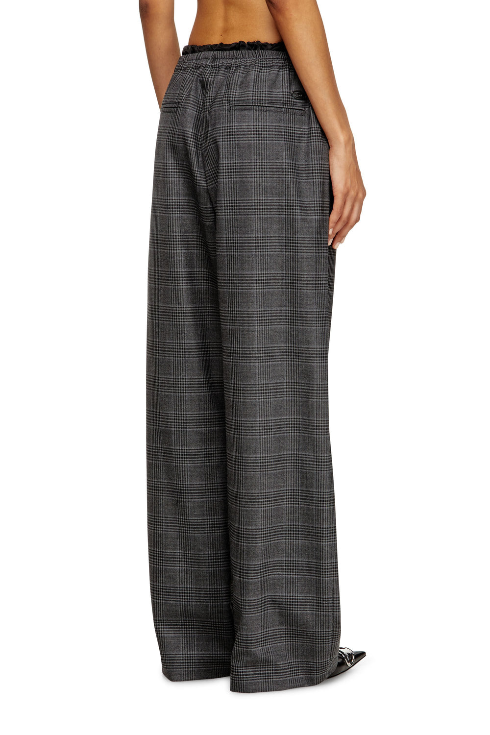 Women's Wool pants with welt pockets Black