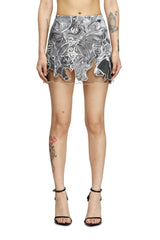Women's Nylon mini skirt with Heraldic print Grey