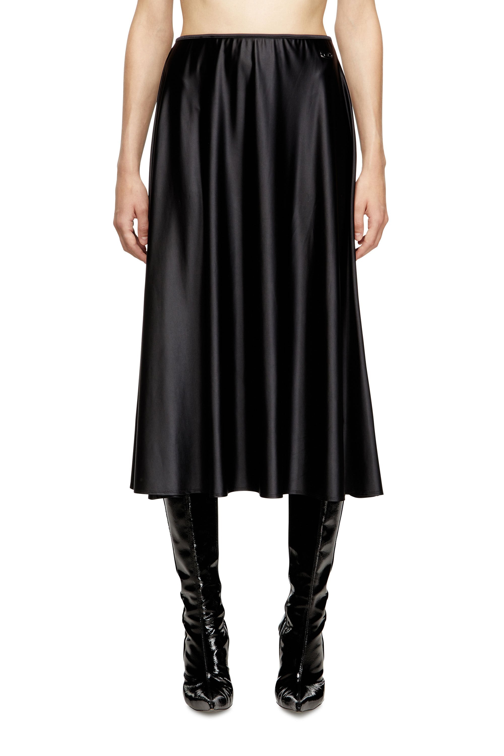 Women's Midi skirt in flared nylon Black