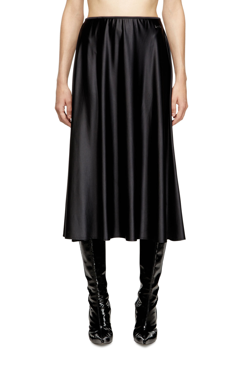 Women's Midi skirt in flared nylon Black