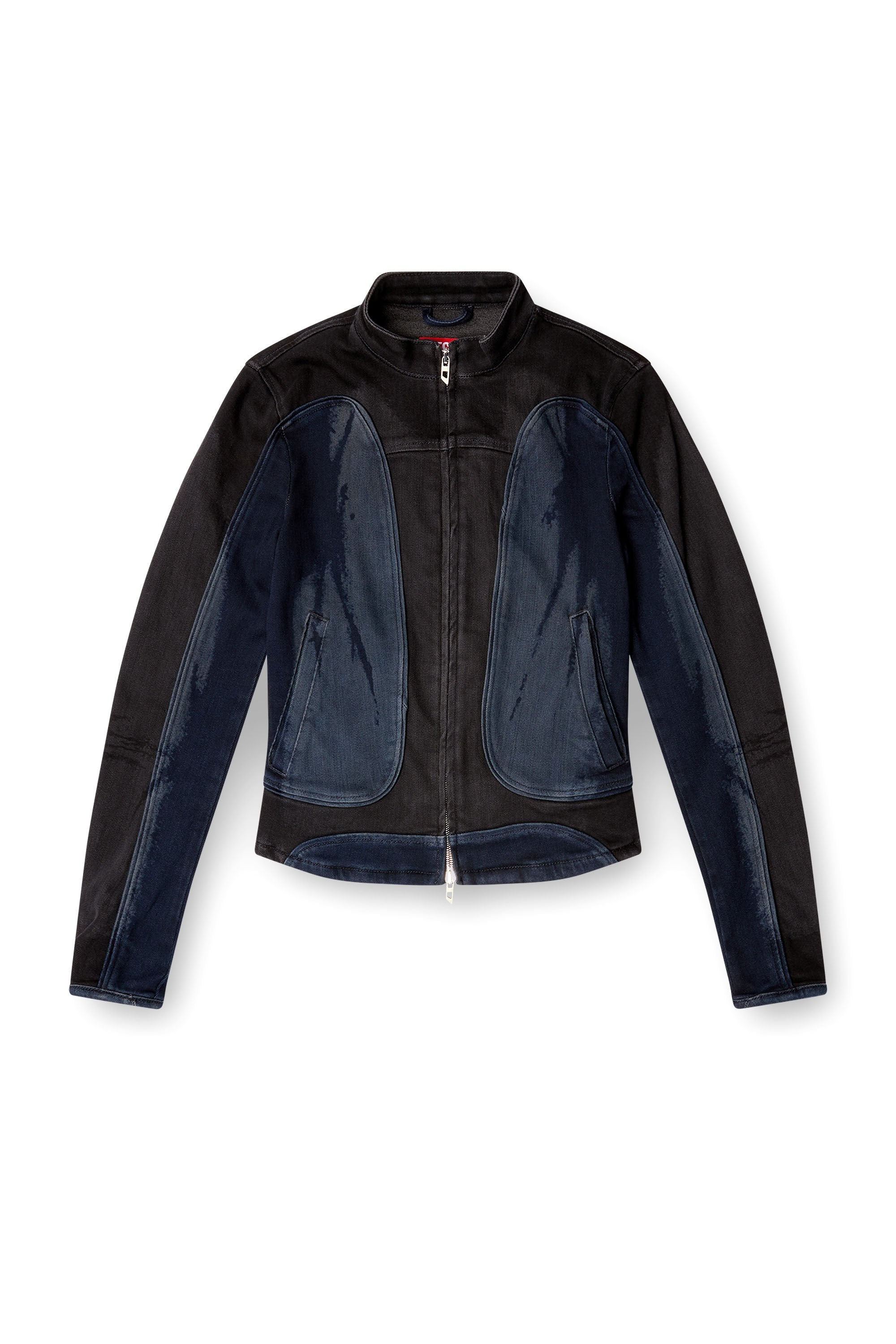 Women's Biker-style jacket in bicolour denim Multicolor