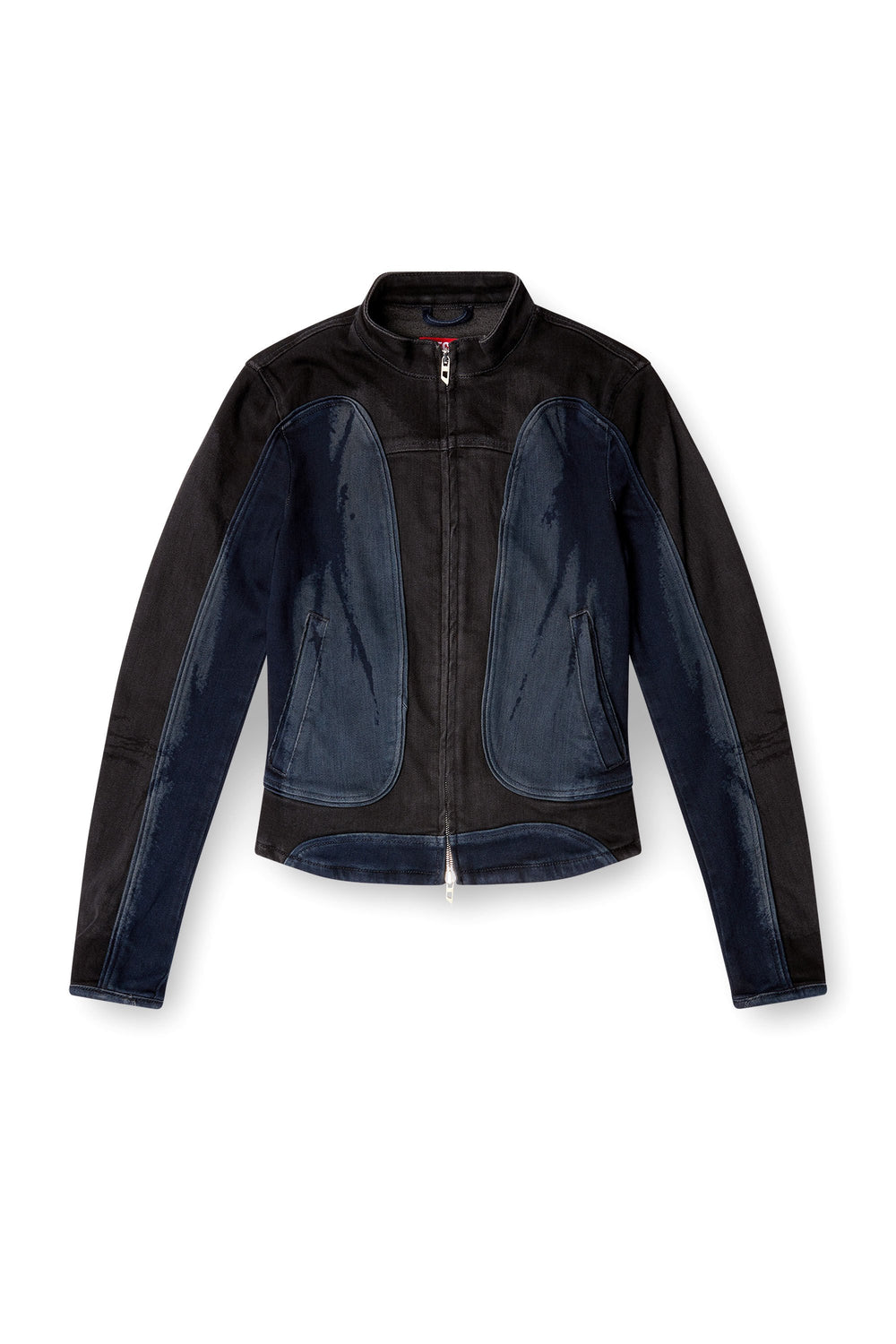 Women's Biker-style jacket in bicolour denim Multicolor