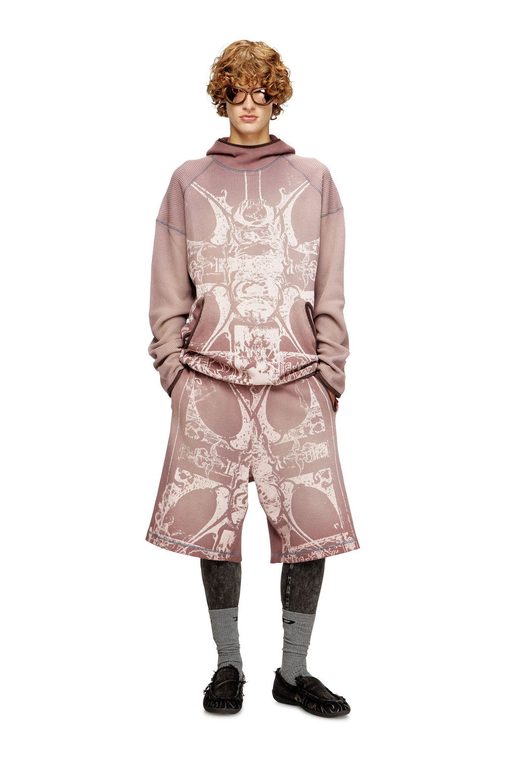 Men's Waffle shorts with medieval print Violet