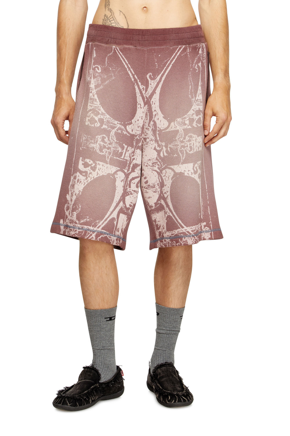 Men's Waffle shorts with medieval print Violet