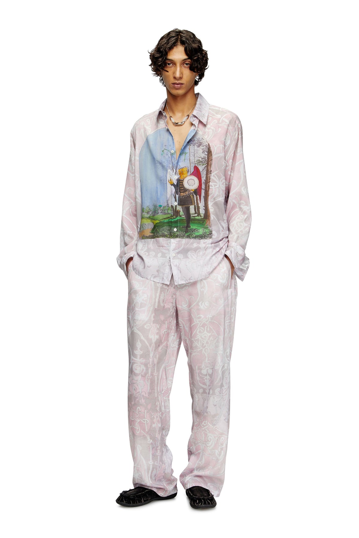 Women's Shirt with medieval print Pink