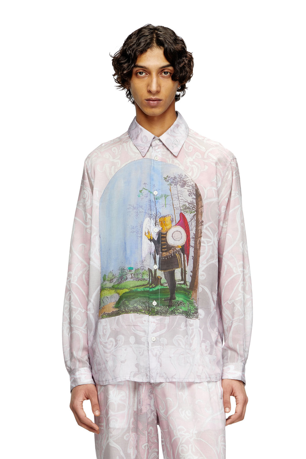 Women's Shirt with medieval print Pink