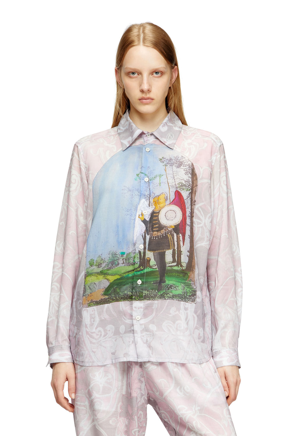 Women's Shirt with medieval print Pink