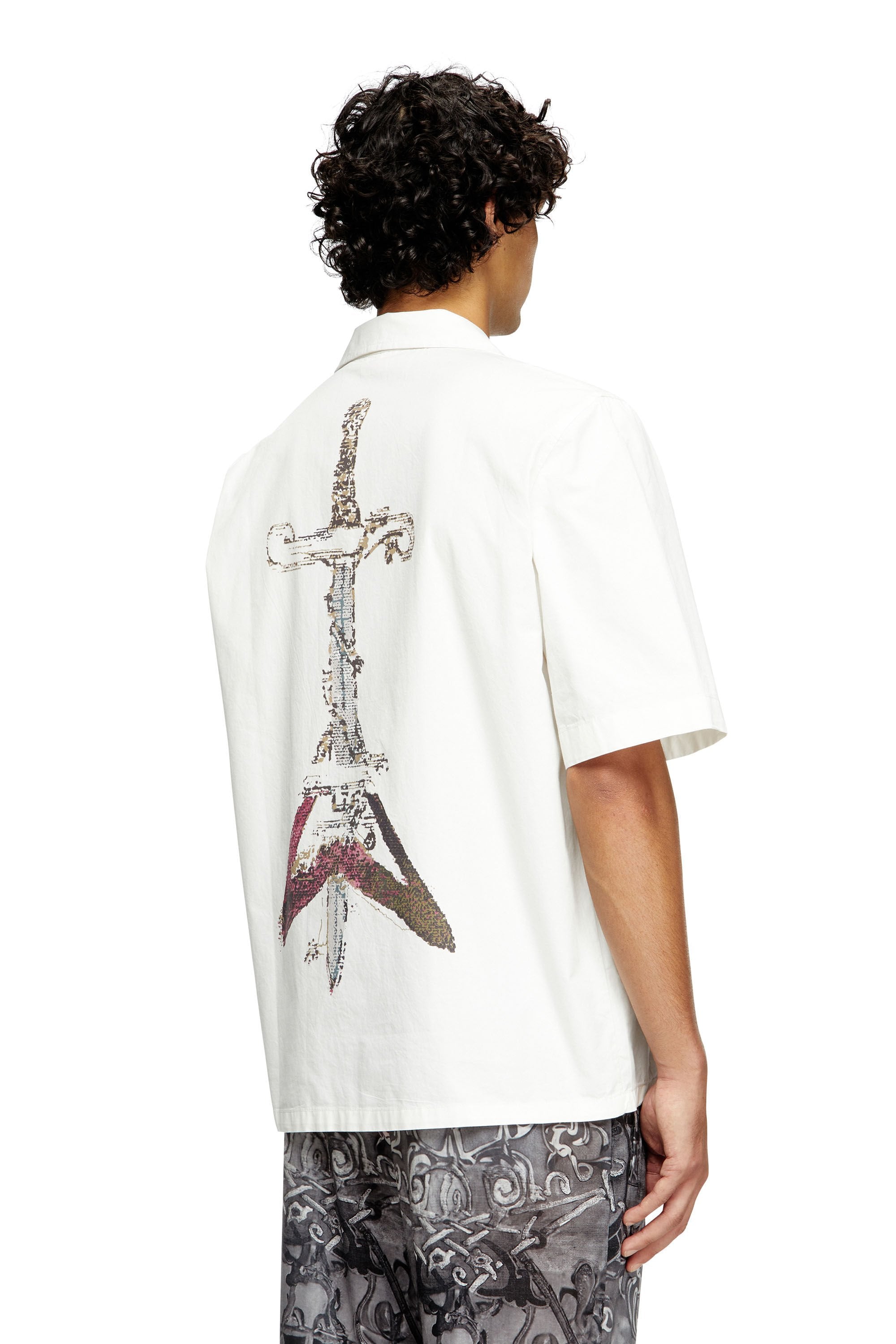 Men's Shirt with sword print White