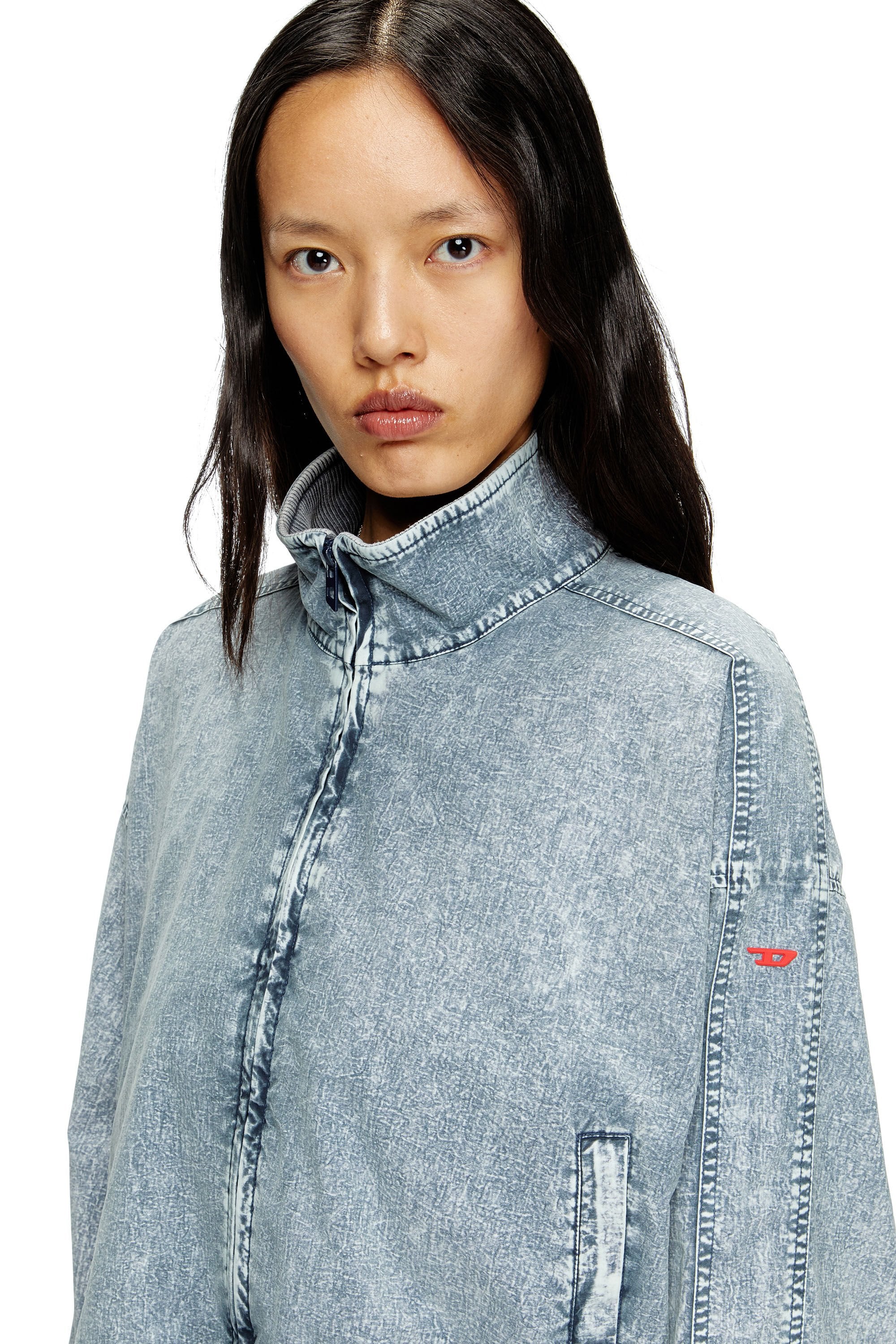 Women's Cropped jacket in recycled nylon taslan Blue