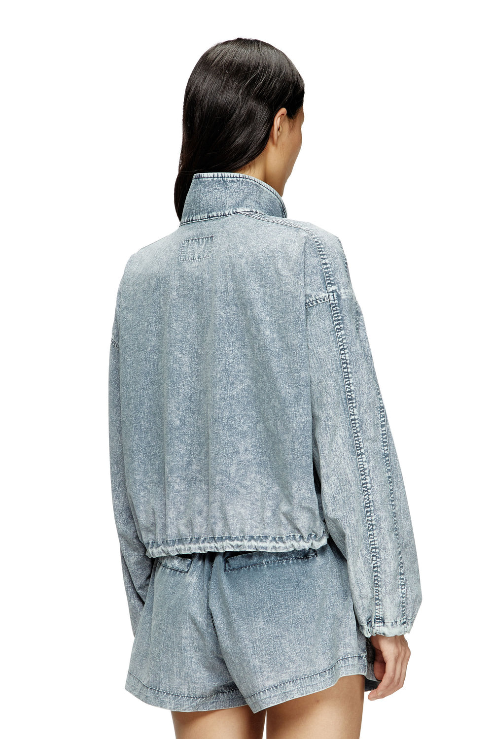 Women's Cropped jacket in recycled nylon taslan Blue
