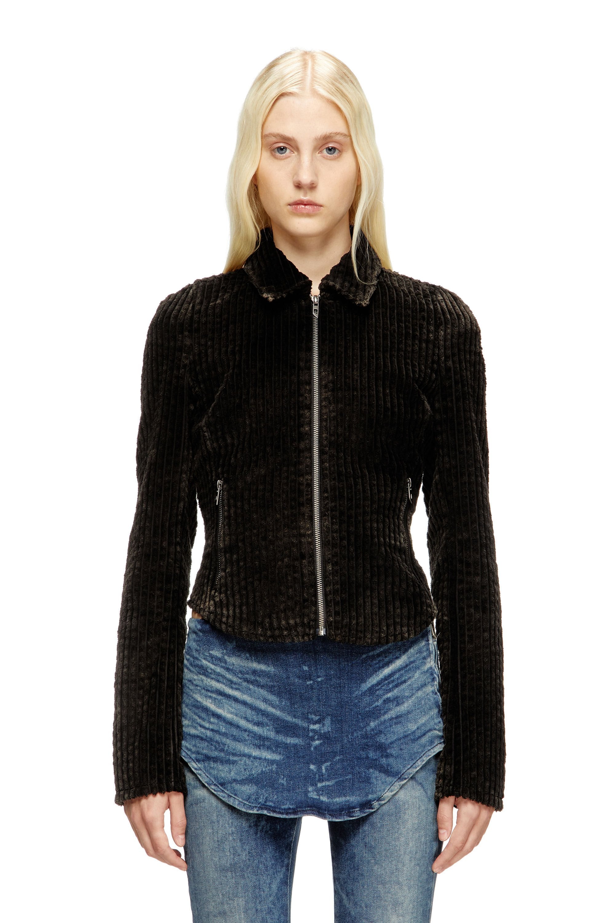 Women's Shirt-jacket in cotton corduroy Brown