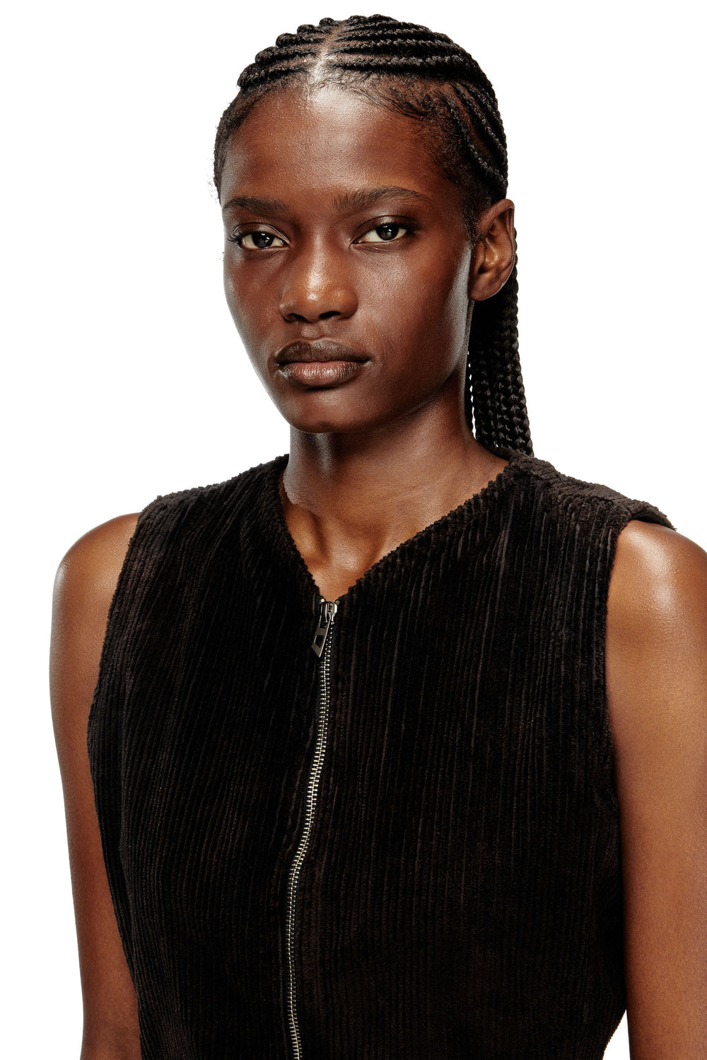 Women's Cotton mini dress with front zipper Black