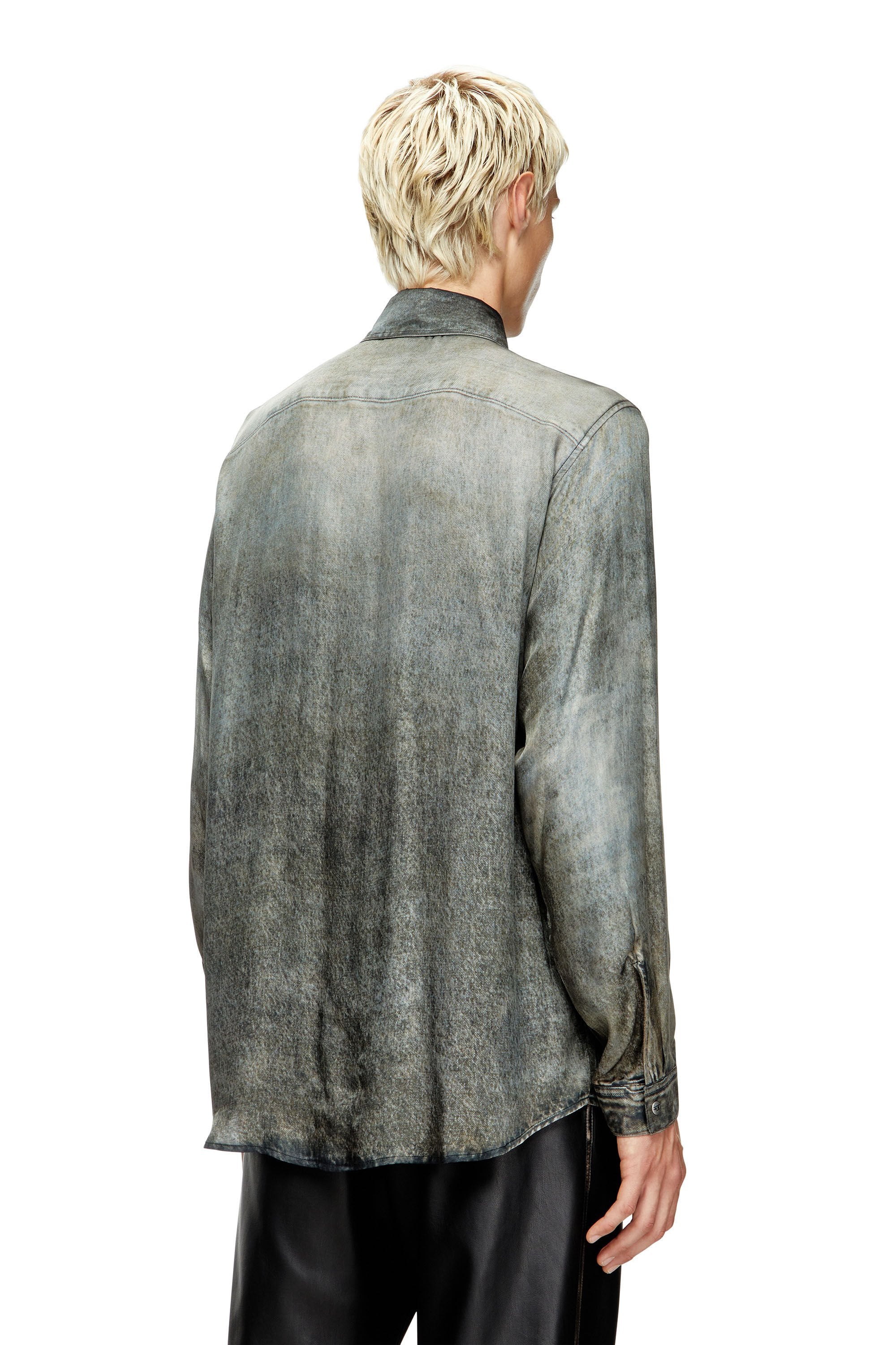 Men's Shirt in denim-look viscose Black