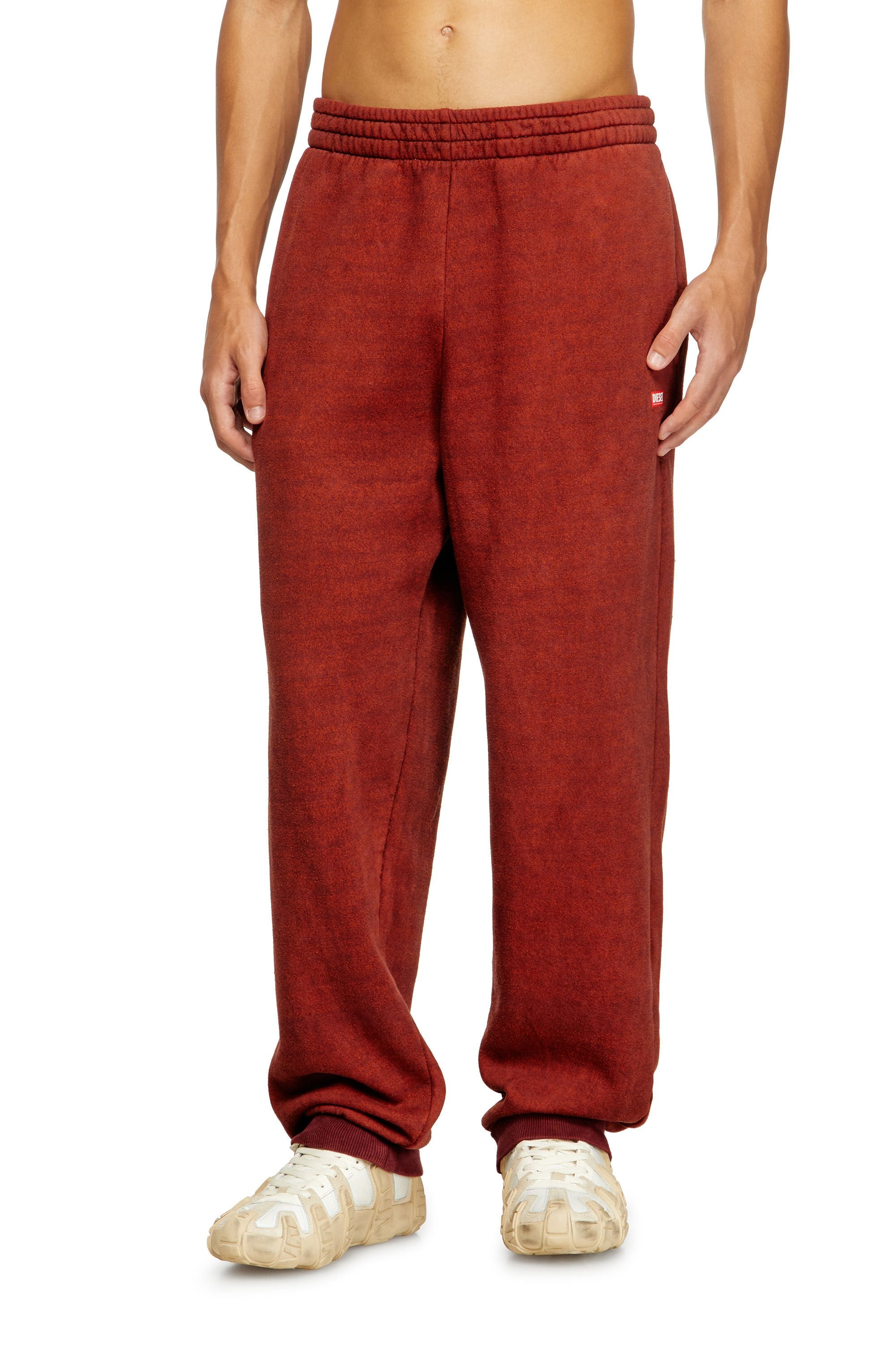 Men's Drawstring pants with ribbed trim Red