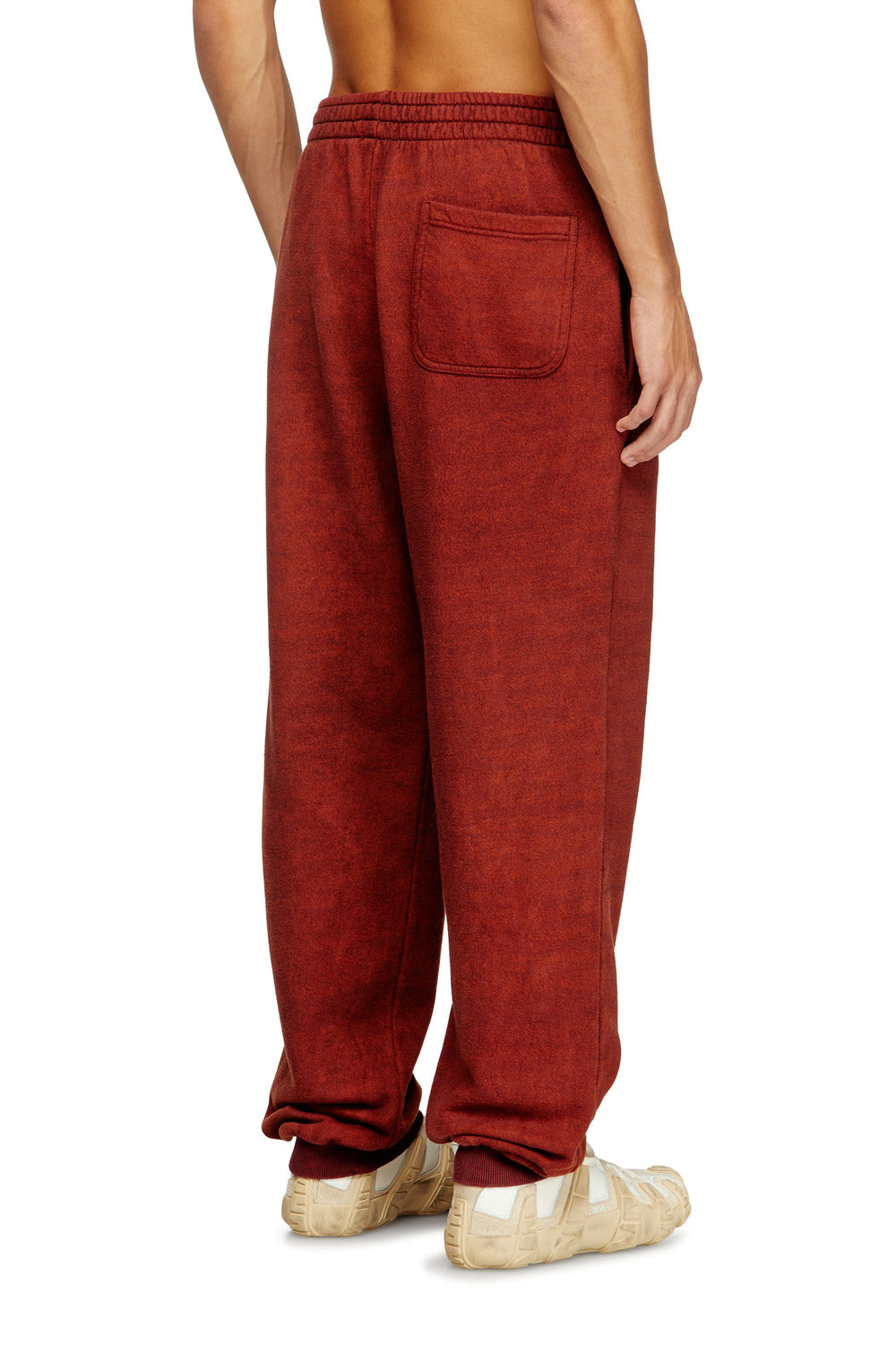 Men's Drawstring pants with ribbed trim Red