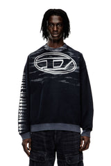 Men's Cotton sweatshirt with Oval D print Blue