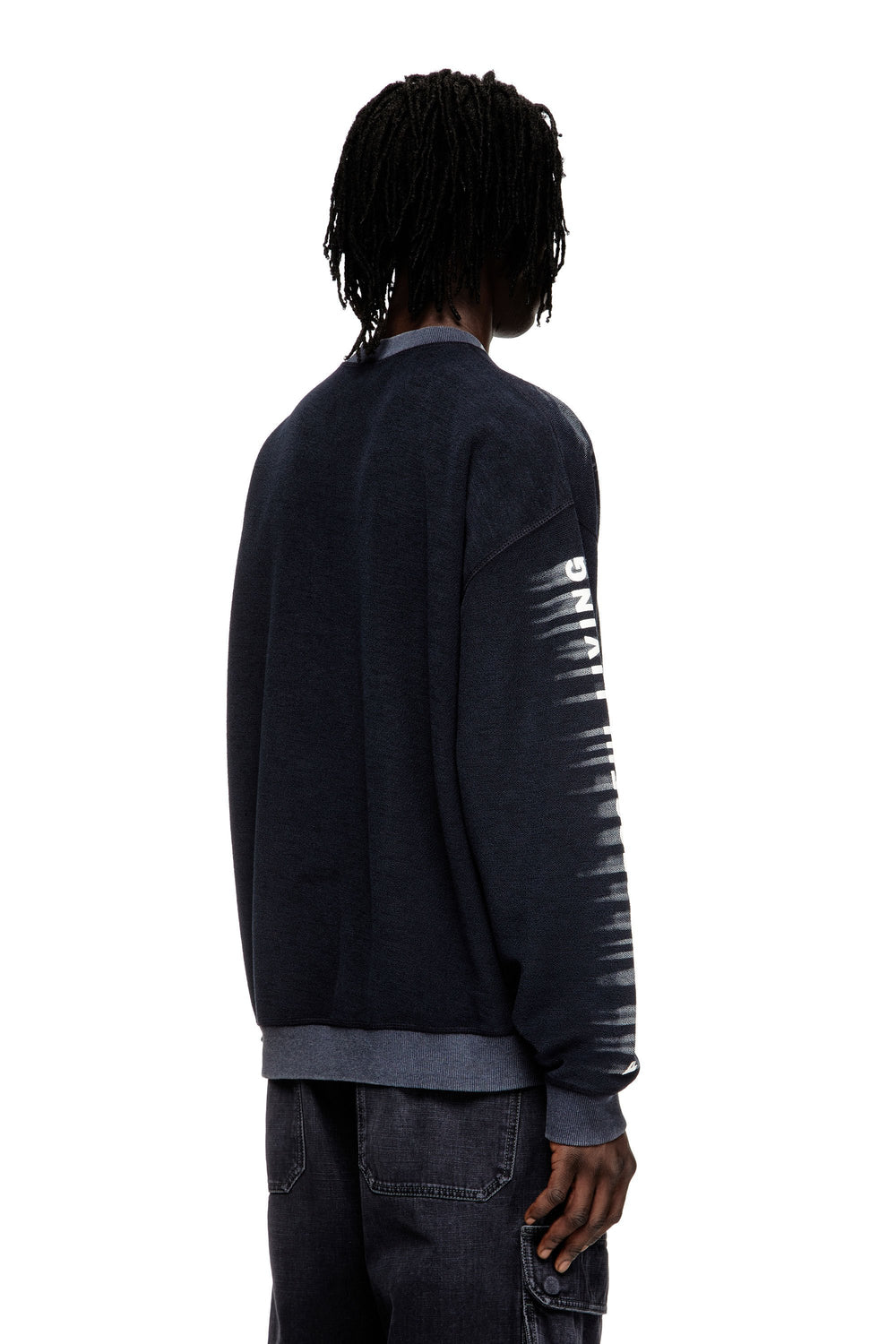 Men's Cotton sweatshirt with Oval D print Blue