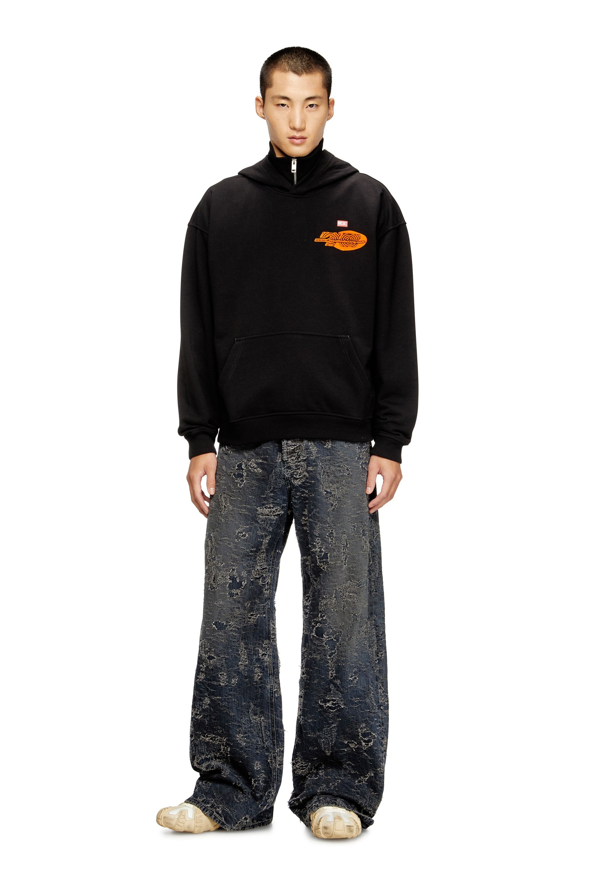 Men's Cotton hoodie with back print Black