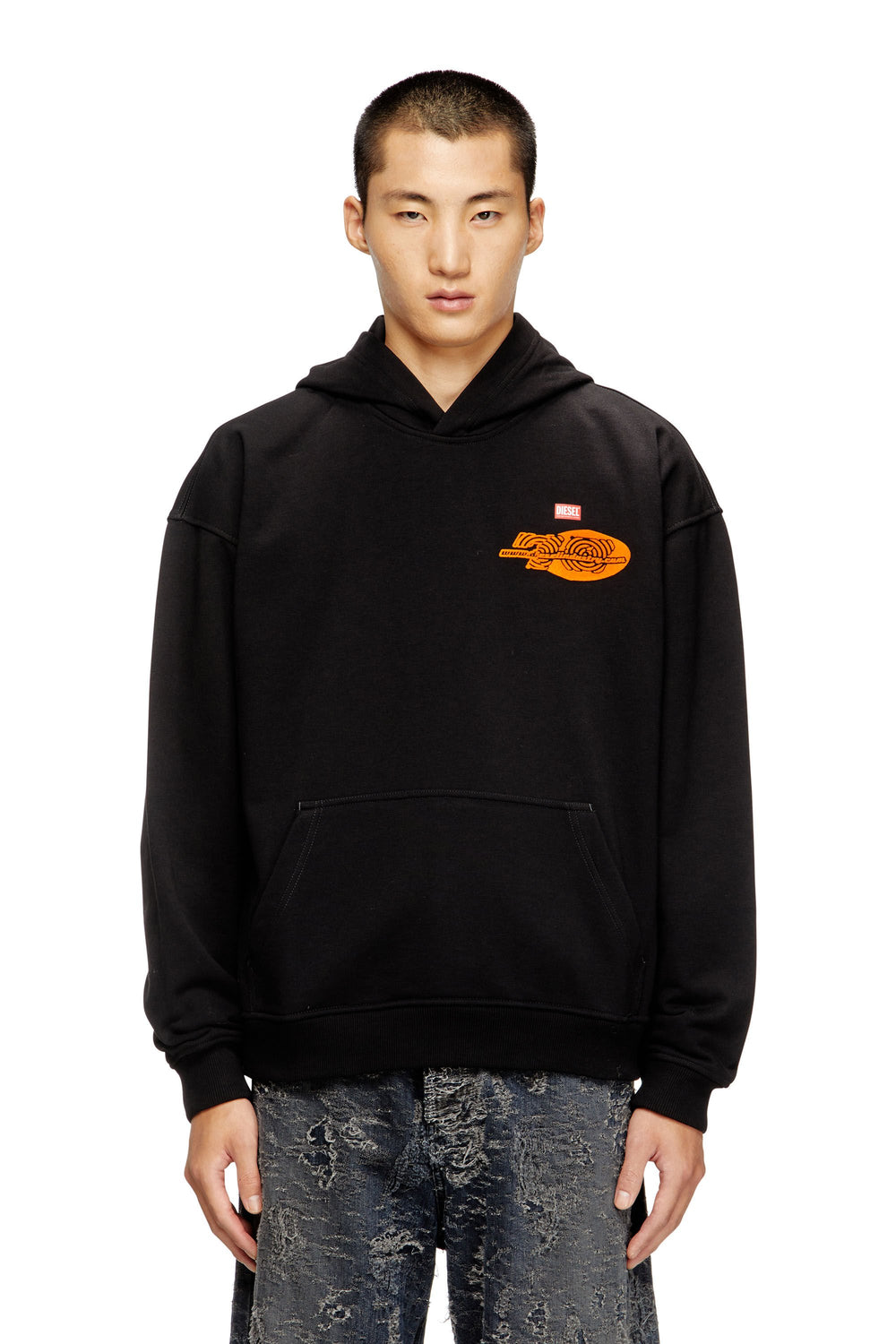Men's Cotton hoodie with back print Black