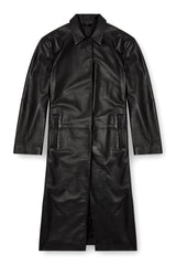 Women's Long padded leather coat Black