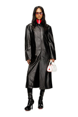 Women's Long padded leather coat Black