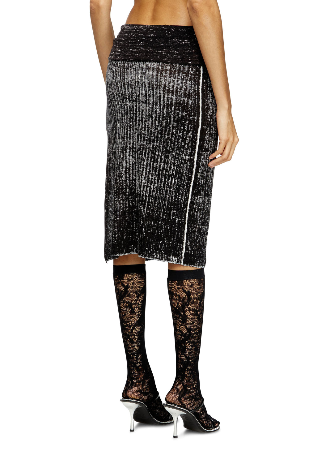 Women's Knitted skirt with hip tie Black
