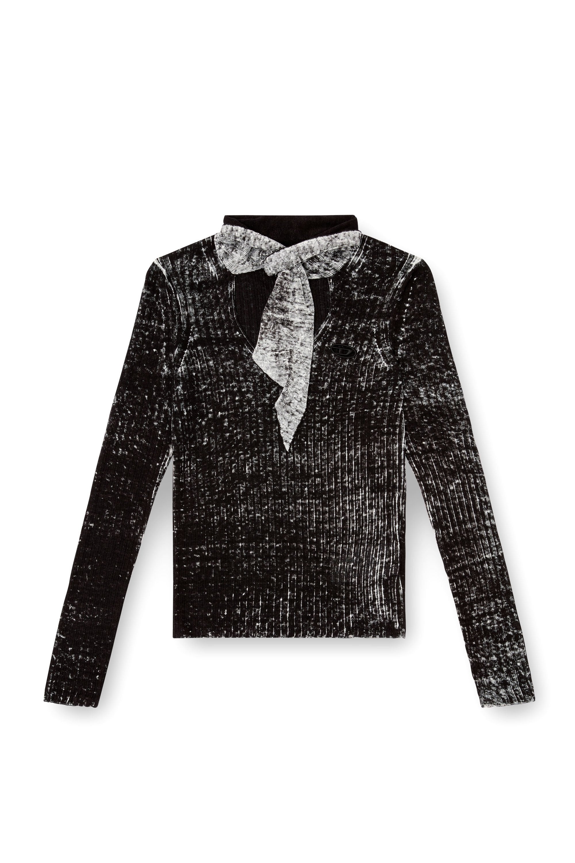 Women's Keyhole neck-tie jumper in linen Black