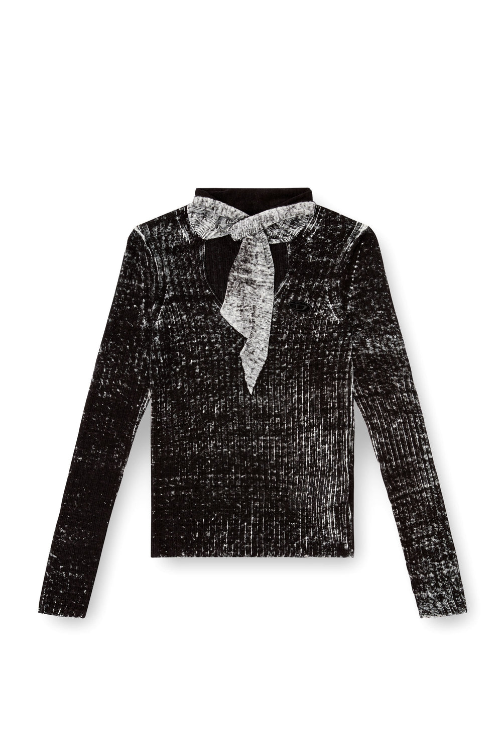 Women's Keyhole neck-tie jumper in linen Black