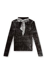 Women's Keyhole neck-tie jumper in linen Black