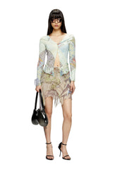 Women's Cropped cardigan with medieval print Multicolor