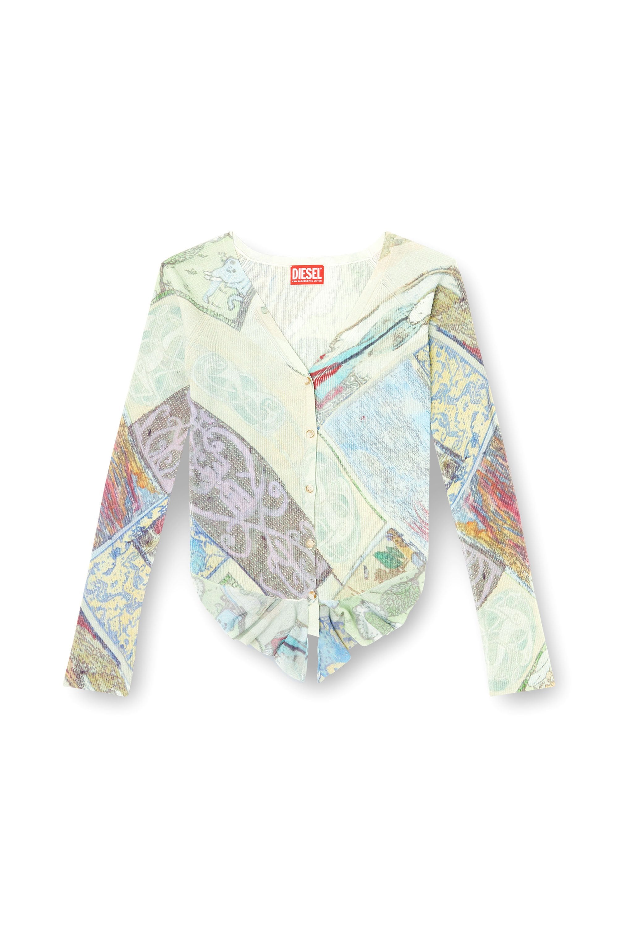 Women's Cropped cardigan with medieval print Multicolor