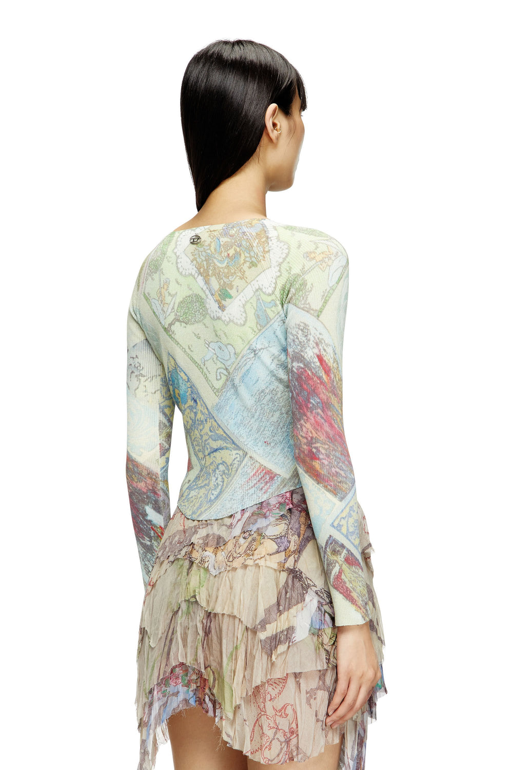 Women's Cropped cardigan with medieval print Multicolor