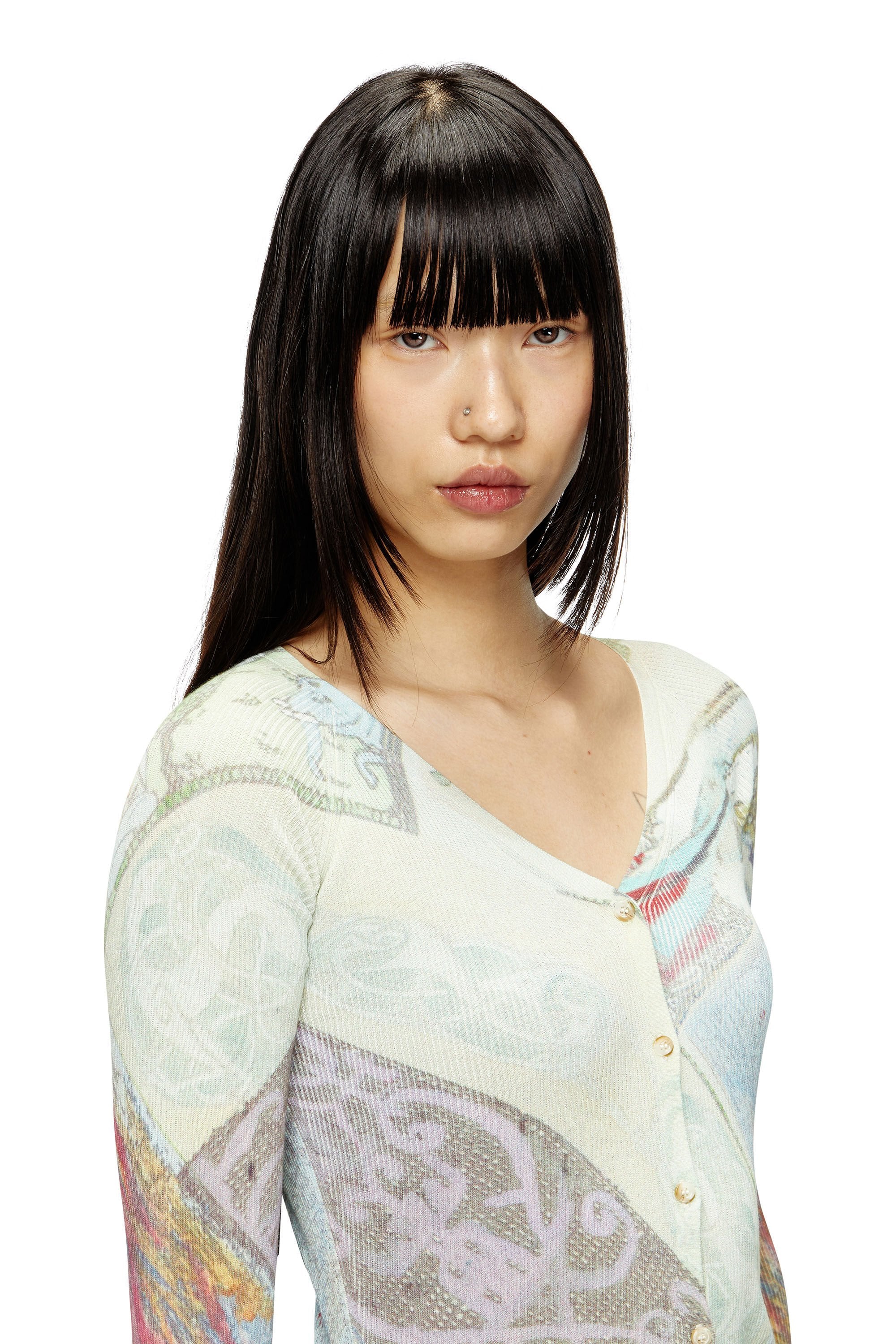 Women's Cropped cardigan with medieval print Multicolor